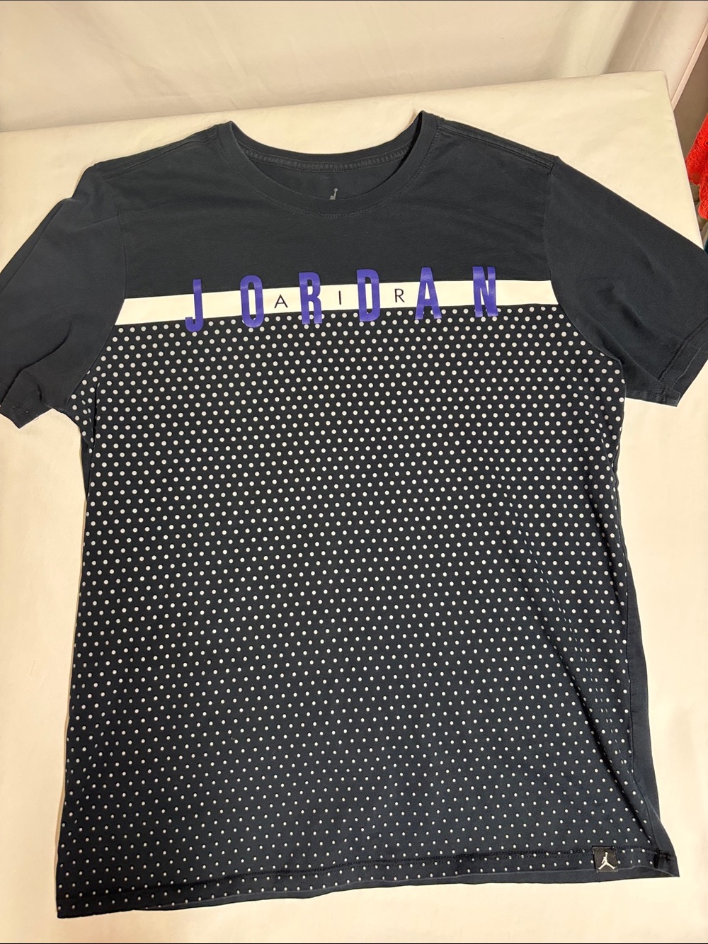 Jordan Men’s L Air Jordan 100% Cotton Polka Dot Graphic T-Shirt Navy Blue
